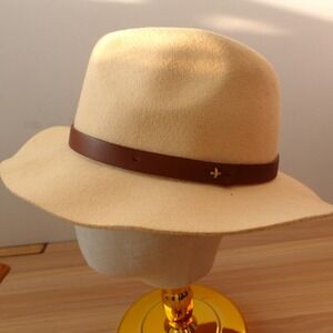Wool Felt Fedora Hat Womens Cream White Leather Band Fall Rustic Safari PHENIX